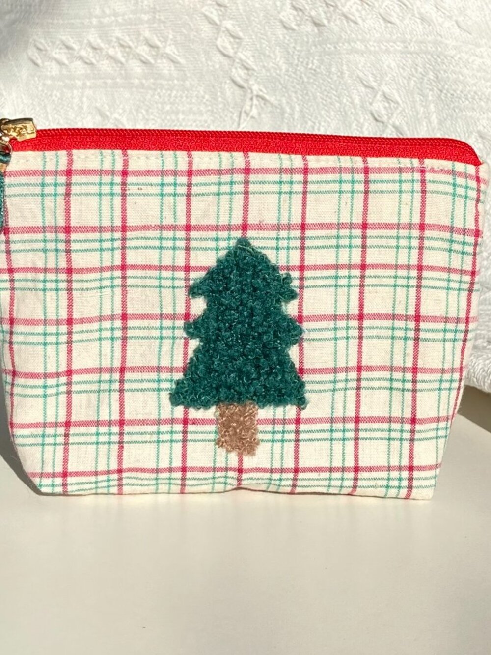 Christmas Tree Embroidered Fabric Pouch